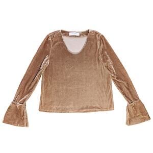 Velvet Tan Bell Sleeve Top Women's Size Medium Long Sleeve Fairy Feminine